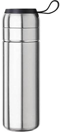 JUSHZ Botella Agua Acero Inoxidable Botella Gimnasio Garrafa Adultos Termo Cafe Para Llevar Agua Caliente Taza Termica Pequeño Café Separación Del Agua Del Té Auto Con Soga (400ml,silver)