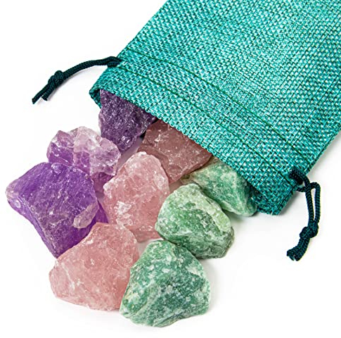 Meditation und Entspannung | 150g | 100% Natursteine | Jutesäckchen | Premium Wassersteine | Deine Heilstein Edelsteinwasser Mischung | Quellwasser gereinigt