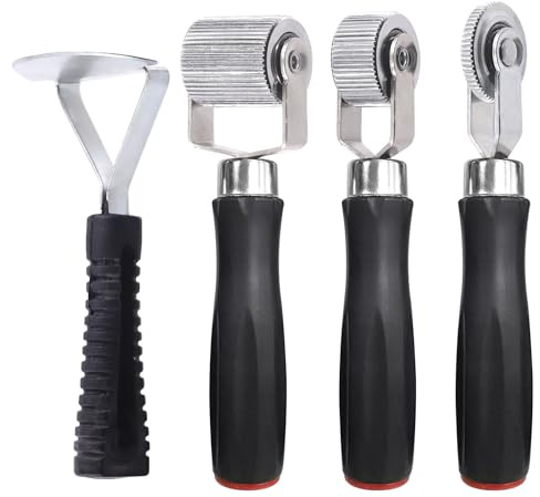 Rustark 4Pcs Car Sound Deadening Roller Set with Scraper, 3 Different Sizes Auto Soundproofing Sound Deadener Rollers with Scraper for Car Noise Sound Deadening Installation (6mm 20mm 40mm)