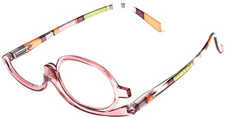 Calabria Flip Up Magnifying Makeup Reading Glasses +4.00 Pink Eye Make Up Cosmetic Rotating Single Lens Readers w/Soft Case