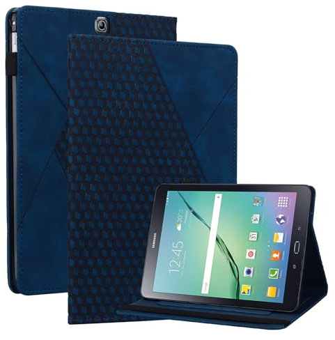 Rosbtib Custodia per Samsung Galaxy Tab S2 9,7 (T810/ T813/ T815/ T819) Custodia Protettiva in Pelle PU con Funzione di Supporto Slot per Carte di Credito Copertura Elastica Galaxy Tab S2, Blu