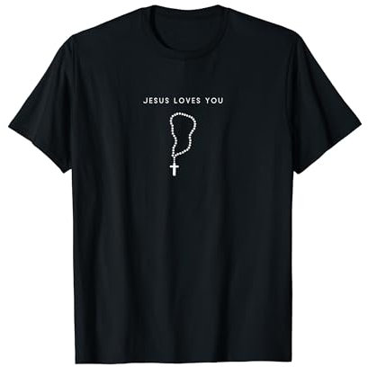 Jesus Loves You Rosenkranz, minimalistisch, christlich, religiöse Kette T-Shirt