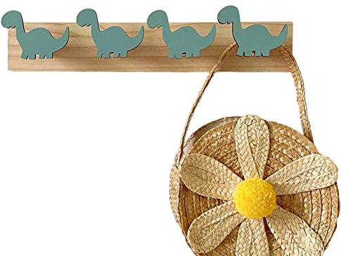 Arrovarp Crochets muraux Dinosaure pour Chambre de garçon,Porte-Manteau Mural en Bois Dinosaure Porte-Chapeau pour | 4 Crochets d'animaux Mignons pour Les décorations de Salle de Jeux de Chambre