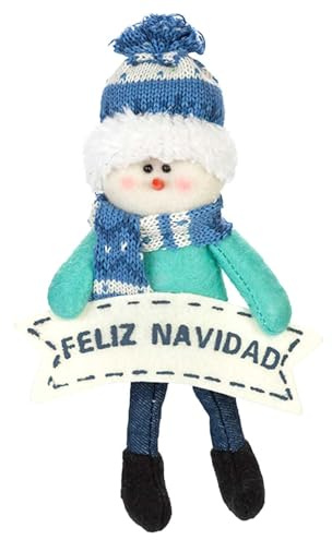 Acan Tradineur - Muñeco con Cartel de Feliz Navidad - Fabricación en poliéster - Decoración para Navidad -22 x 14 cm - Modelo Surtido