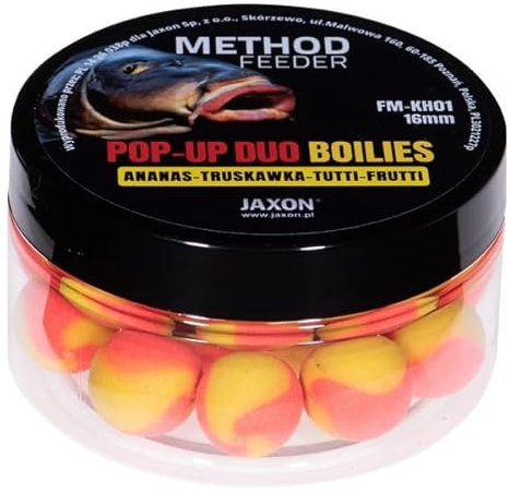 Jaxon Boilies POP-UP Duo Color Method Feeder 16mm 40g Karpfenangeln Karpfenfischen Grundfutter (Ananas/Tutti-Frutti/Erdbeere FM-KH01)