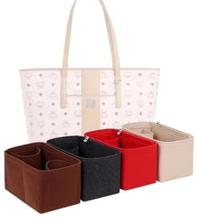 LinerLink Taschen-Organizer für MCM mittelgroße Anya Einkaufstasche (34 x 25,5 x 14 cm (L x H x T), handgefertigter Tascheneinsatz, 2 mm Filztascheneinsatz, Damen-Handtaschenformer (Rot, Stil C)