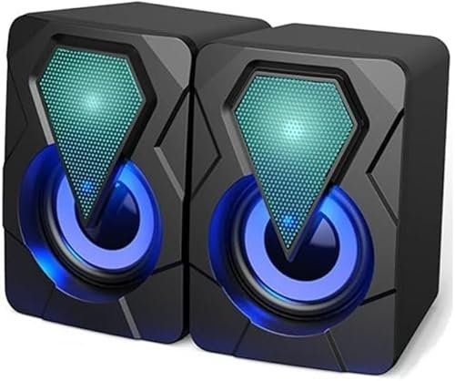 VipMan PC Speakers, Computer Speakers for Laptop PC Subwoofer 4D Surround Sound Desktop Speaker Colorful LED Light Soundbar Theater Box Music