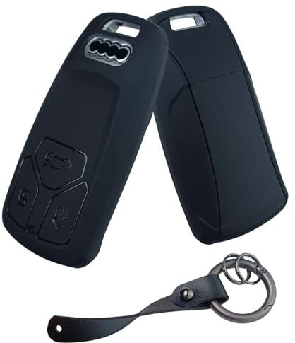 Baisirui Coque Clé Compatible avec Etui Clef Audi A1 A3 A4 TT Q2 Q3 Q5 Protection Clé de Voiture Accessoires (C-noir)