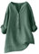 Damen Longbluse,Leinen Tunika,Damen Sommer Leinen Long Bluse Top Langarm Bluse mit Knöpfen Hals T-Shirt Große Größen Casual Tunika Elegant Casual Vintage Style Oversized Shirt Bluse,Grün,M
