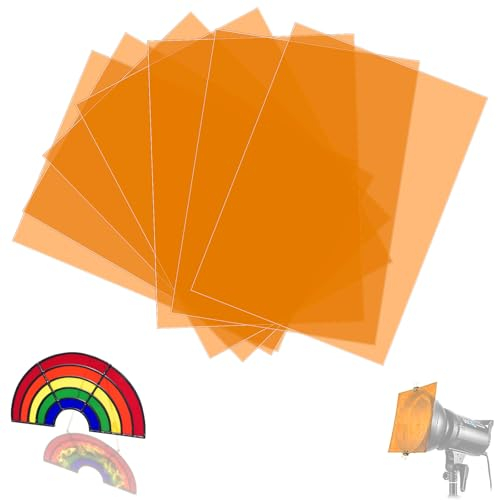 SWTYExt 7 Stück Folie Hitzebeständig für Lampen Orange Lampenfolie 29,7 x 21cm Farbfolien Gel Farbfilter A4 Transparente Farbkorrektur für Foto Lampe Scheinwerfer Grafie Studio Strobe Blitz LED