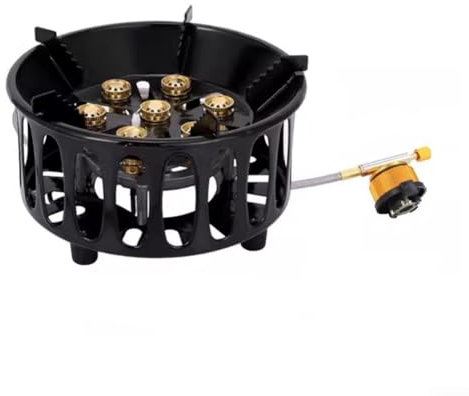 Réchaud à gaz de camping 16800 W, réchaud à gaz portable coupe-vent avec tête de poêle à 7 cœurs, brûleur à gaz réglable pour cuisine en plein air, trekking, pique-nique (B)