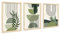 3Pcs Foglia Botanica Stampa su Tela Con Cornice Linea Geometrica Beige Verde Pittura Quadri su tela Quadri Moderni Camera da Letto Soggiorno Decorazioni Murale 90x40cm(12x16x3pcs) (Senza Plexiglass)
