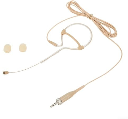 Hasaller Ergonomic Design Beige Single Earhook Headset Mic Portable Microphone Omnidirectional Beige Lapel Microphone for Glasses Hats Headphones