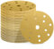 Pfloge® 50 Stück Schleifpapier 150mm Klett, Schleifscheiben 15 Loch, 10 Stück 60/80/120/180/400 Körnung, für Exzenterschleifer, Optimales Schleifen (Gold (P60/P80/P120/P180/P320))