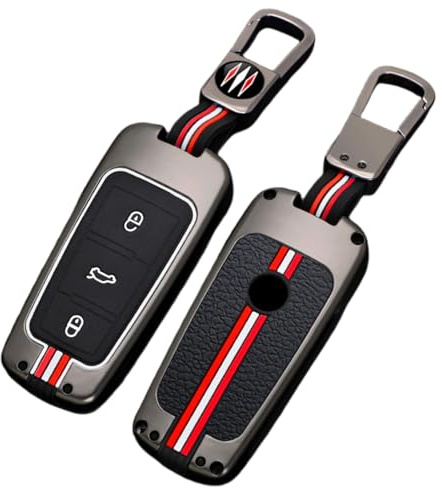Happyit Auto Zink-Legierung Schlüssel Fall Halter Compatible with VW Volkswagen Passat CC B6 B7 B7L 3C R36 Maogotan B5 3 Tasten (Matte+Quadratische Schnalle )