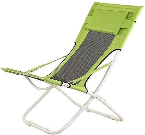 QHFTREX Sonnenliege Liegestühle Liegesessel Sessel Stühle Balkon Freizeithaus Lazy Chair Moon Chair Einzelstuhl Deckstuhl Sonnenliege Sonnenliegestuhl,Das Netz ist grün,63 * 65 * 89cm powerfully