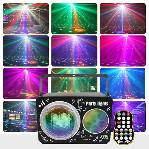 Discolicht Partylicht,T207 Discokugel, Musikgesteuert Disco Party Licht, RGB Stroboskop Sprachsteuerte Party Licht mit 2M USB für, DJ Projektor Lichter RGB LED DJ Licht für Bar KTV Familientreffen