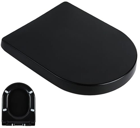 Abattant WC Noir, Abattant WC en Polypropylène, Lunette de Toilette avec Frein de Chute et Charnière Réglable, Cuvette de Toilette Facile à Installer et à Nettoyer
