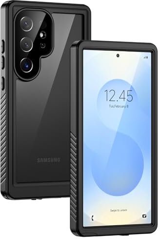 Lanhiem Cover Per Samsung Galaxy S25 Ultra 5G Impermeabile, IP68 Waterproof e 360 Gradi Protezione, Custodia Subacquea Antiurto Rugged con Protezione dello Integrata Schermo per S25 Ultra,Nero
