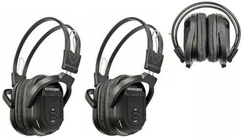RP Accessories IR-601B Infrared Wireless Headphones, 2-Channel Folding Universal Rear Entertainment System IR Headphone for Car TV and DVD Player Audio, Set of 2
