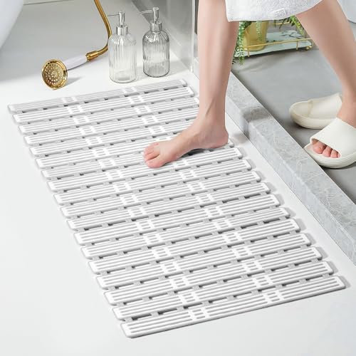 Shower Mat Non Slip Anti Mould,Shower Mats for Inside Shower,Bath Matt Non Slip,Shower Tray & Bathroom Tiles Rubber Bath Mats With Suction Cups for Elderly Maternal Machine Washable (90×40cm)