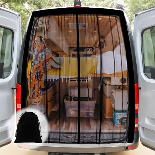 Mosquitera magnética para furgoneta, mosquiteras para coche, mosquiteras, imanes Universa, cierre magnético central, autocaravanas, puerta lateral/maletero, ventilación, mosquiteras, 165 x 165 cm
