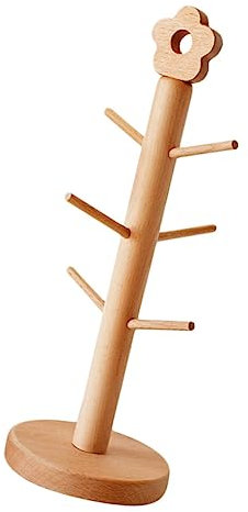 FUNOMOCYA 1 Pieza percha soporte tazas cafe colgador tazas colgador de tazas soporte para tazas de desayuno taza montada Titulares portavasos de madera perchero multiusos para colgar Khaki