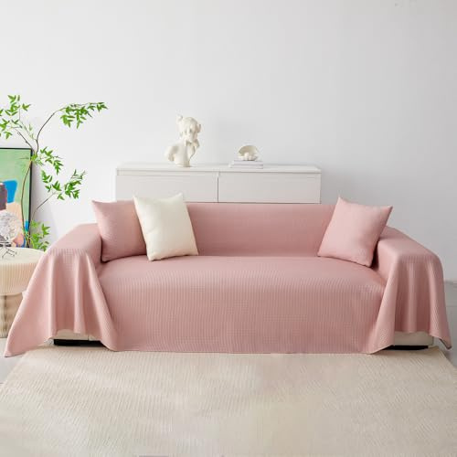 WYJHNL Sofadecken, Moderne Sofaschutz/Sofa üBerzug/Sofabezug 1 2 3 Sitzer Couch üBerzug für Sektionssofa, Reinfarbiger Sofaüberwürf L Form Sofaschoner für Ledersofa Usw. Rosa 180X130CM