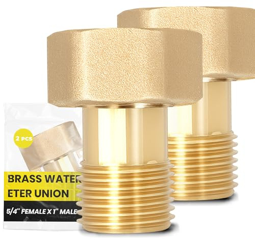 2x Instalguru Wasserzähler Verschraubung 5/4''x1'' Gewindefitting Messingfitting Rohrverbinder Messing Wasseruhr Rohrverschraubung Dichtung Zentralheizung