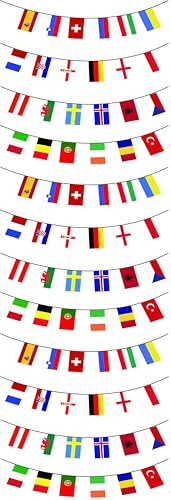 8M Football Euro Cup 2024 Championship Bunting with 24 Teams European Union Countries National Flags Soccer Sports Bar Pub Banner Party Decoration (Pack of 3)