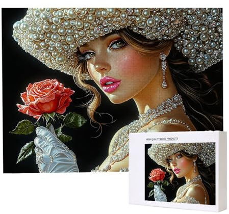Puzzle 6000 Stück Jigsaw Puzzles für Erwachsene Mädchen mit Hut Puzzle Herausfordernde Familie Aktivität Spiele pädagogisch, Stressabbau, Bunte DIY Puzzles Handwerk für Home Decor Geschenke b-115
