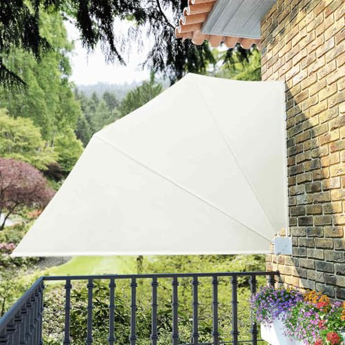 Mokuyary Faltbarer Balkonfächer Creme 160×240 cm Garten-Sichtschutz Windschutz für Balkon & Terrasse