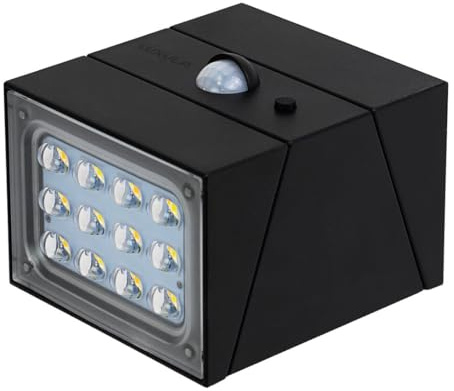 LUXULA LED Solar Wandleuchte außen Schwarz, Bewegungsmelder | mit Bewegungsmelder, IP65 wetterfest, drehbar, 3 Lichtfarben 3000K 4000K 6000K, Solar Außenbeleuchtung für die Wand