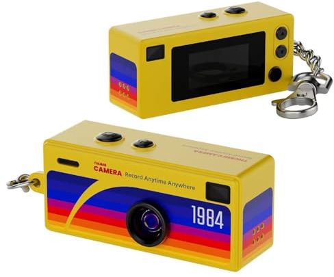 Mini Fotocamera Vintage, Fotocamera per Pollice Video Portatile Compatta Foto e Audio, con 32 GB, per Viaggi, Vlogging e Intrattenimento (Giallo)
