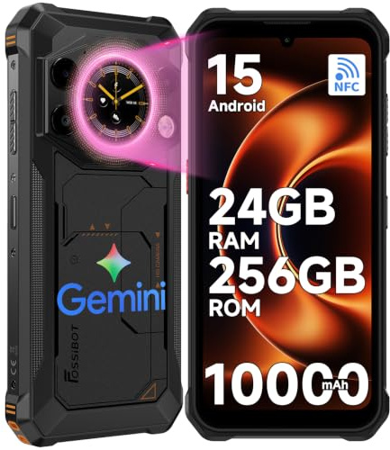 FOSSiBOT F117 Outdoor Handy ohne Vertrag, 24GB+256GB/2TB Zwei Bildschirme | Outdoor Smartphone Android 15 6,74+1,32 HD+ Bildschirm, Gemini AI, 50MP AI-Kamera,IP68/IP69K MIL-STD-810H,NFC
