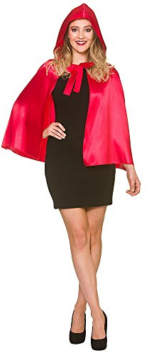 Wicked Costumes Red Hooded Cape Adult Womens Fancy Dress – Short Satin Cloak Halloween Costume Accessory - One Size (60cm)
