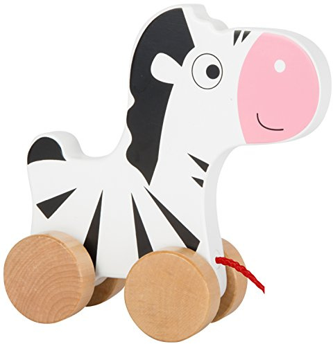 small foot 10610 Ziehspielzeug aus Holz mit niedlichem Zebra auf Vier naturbelassenen Rädern und Langer Schnur zum Hinterherziehen