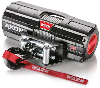 WARN 101135 AXON 35 Powersports Winch with Steel Cable Rope: 7/32 Diameter x 50' Length, 1.75 Ton (3,500 lb) Pulling Capacity
