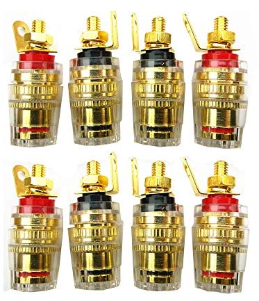 8 Stück vergoldet Bananen-buchse Lautsprecher Terminal Bananen Buchsen Lautsprecher Polklemme Anschluss Anschlussklemmen, 4mm
