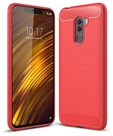 CruzerLite Xiaomi Pocophone F1 Case, Carbon Fiber Shock Absorption Slim Case for Xiaomi Pocophone F1 (Red)
