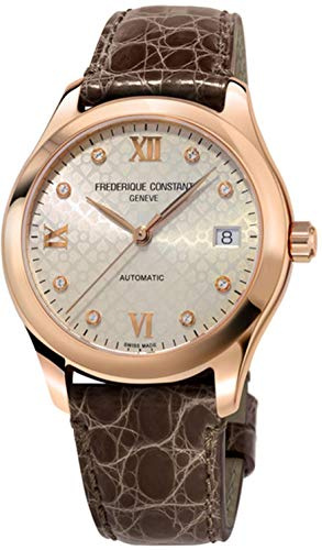 Frederique Constant Damen-Armbanduhr, Diamant, 36 mm, Leder, Automatik, FC-303LGD3B4