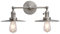 Phansthy Wandleuchte,2 Flaming,Metall-Schirm,Vintage Industrie Loft-Wandlampe,Antik Deko Design,Landhausstil,E27,Wandbeleuchtung,Küchenwandleuchte (Gebürsteter Edelstahl Farbe)