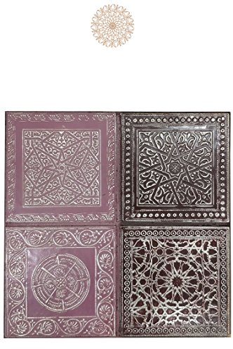 Orientalisches Wandbild Wanddeko Sahra -3-30cm aus Metall | Orientalische Vintage Wanddekoration Für Wohnzimmer, Schlafzimmer oder Küche | marokkanisches Fliesen Design als Dekoration
