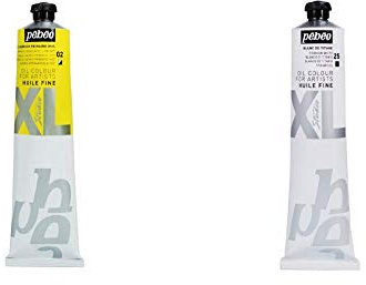 Pébéo 200002 Beaux-Arts Huile Fine Studio XL 1 Tube Jaune Cadmium Primaire Imitation 200 ML & 200025 Beaux-Arts Huile Fine Studio XL 1 Tube Blanc de Titane 200 ML