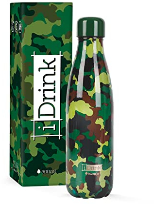 I-TOTAL ID0026 i-Drink ID0026-Botella térmica (500 ml), diseño de Camuflaje, 500 milliliters, Acero Inoxidable