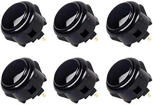 Digitalkey Set 6 SANWA OBSF-30-Tasten - Arcade-Gamepad-Tasten für Schränke und Bartops (Schwarz)