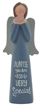 Feather & Grace Angel Hand Painted Resin Decorative Figurine Resin with Auntie You Are Very Special Message | Pefect Decortation for Living Room, Bookshelf, Desk