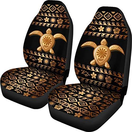 chaqlin Tribal Sea Turtle Polynesische Hawaiianische Universal Fit Autositzbezüge Komplettset Vordersitzbezug Für die meisten Auto-Geländewagen, Auto-Schutzmatten, 2er-Set