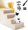 Masthome Haustiertreppen mit 4 Stufen,Haustiertreppe mit Plüschbezug,rutschfeste Hundetreppe Geeignet für Katzen und Hunde-Hergeben Fusselrollen und Haustierhandschuhe,60T x 35B x 40Hcm