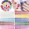 744Pcs Uñas Postizas, TOROKOM Juego Profesional de Uñas Cortas de Bailarina, Uñas Postizas de Gel Acrílico de Color Puro con Herramienta para Limar y Adhesivo para Salones de Manicura en Casa